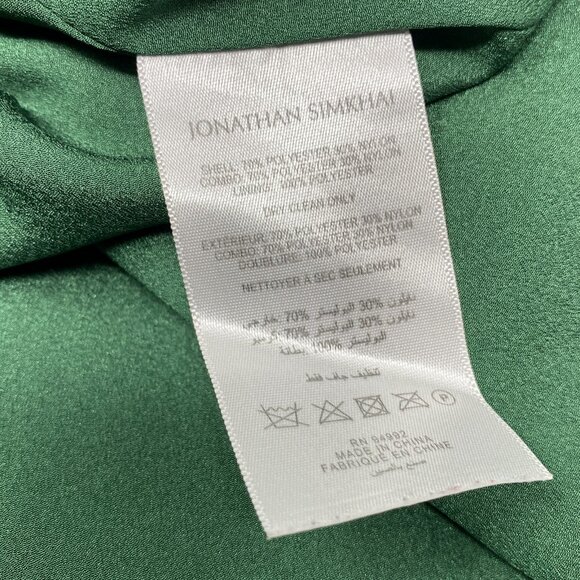 Jonathan Simkhai Stefanie Taffeta Pleated Emerald Gown 2 - Picture 9 of 11